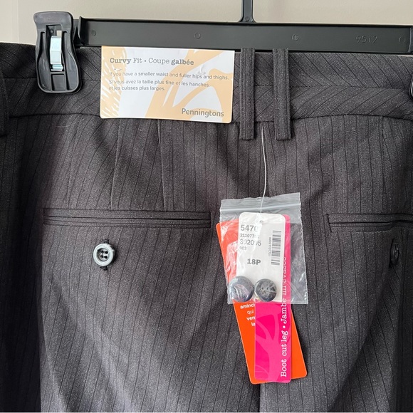 NWT Penningtons stretch bootcut petite dress pant low rise size 18 grey stripe - Picture 7 of 12